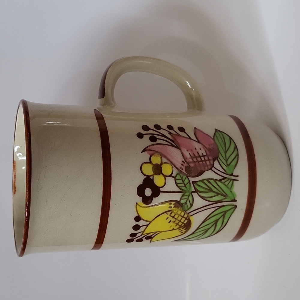 Tulip Design Vintage Ceramic Tall Coffee Mug